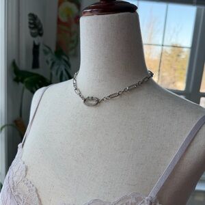 Silver Chain Choker Carabiner Necklace